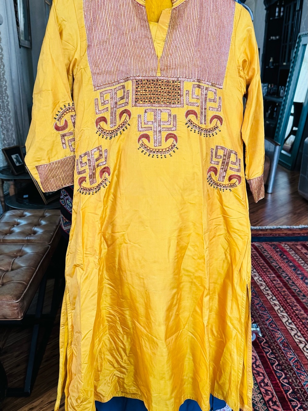 Pure silk gorgeous Yellow Embroidered Women's salwaar kameez